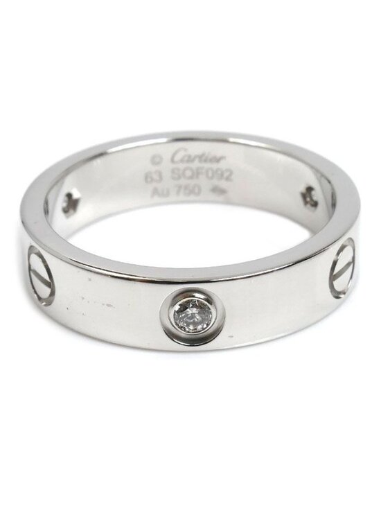 Cartier Love Ring Paved in 18K White Gold with Diamonds 4mm  Cartier 18k White Gold Love Ring Half Diamond 63